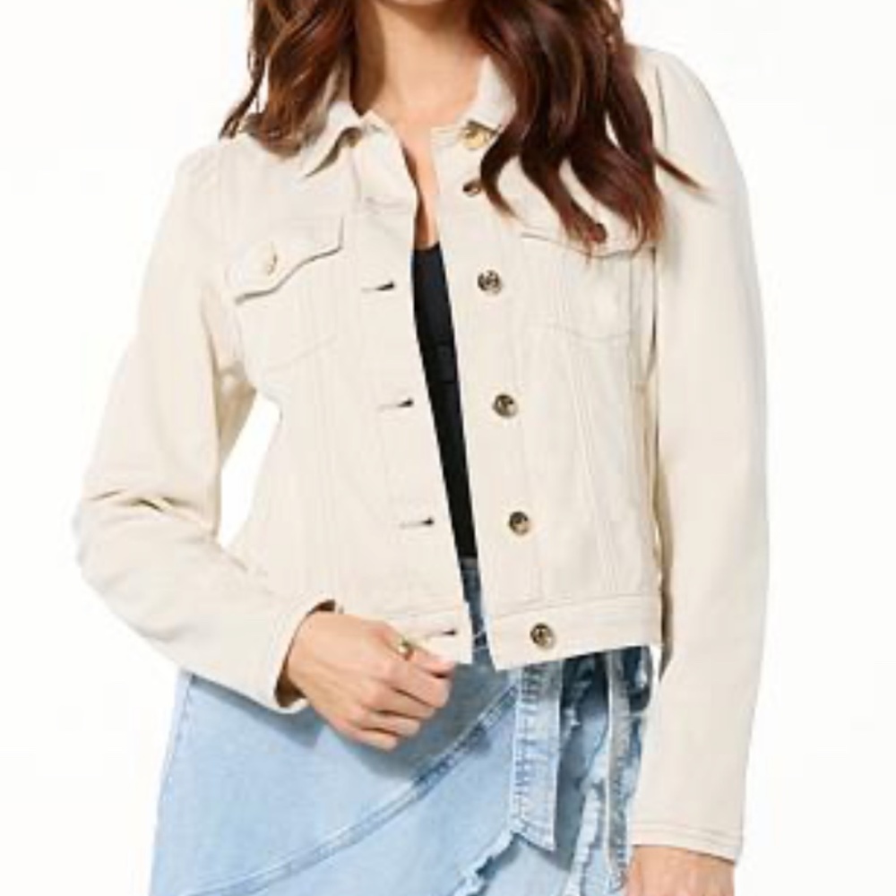 C Wonder by Christian Siriano Cream Jean Jacket sz 1X